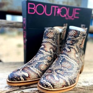 Faux Snakeskin Ankle Boots